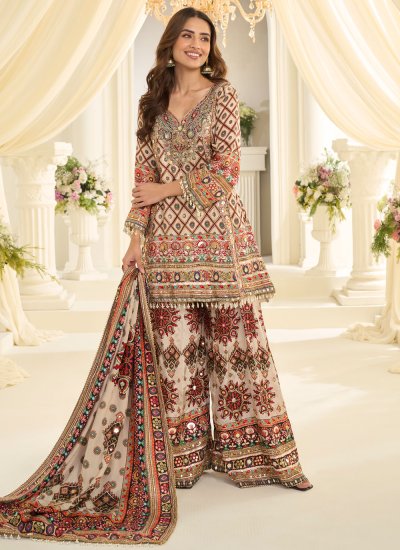 
                            Crepe Silk Aari Multi Colour Salwar Kameez
