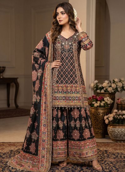 Crepe Silk Black Salwar Kameez