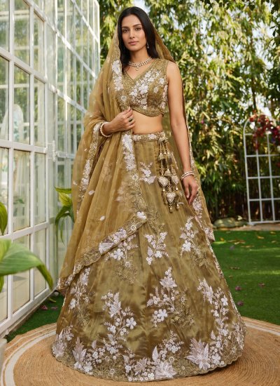 Customary Green Engagement Designer Lehenga Choli