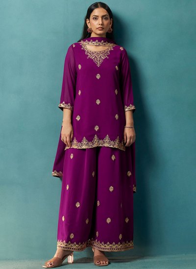 Cute Magenta Embroidered Salwar Suit