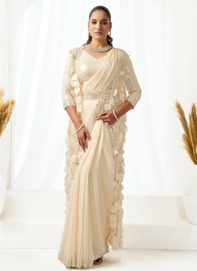 Cute Sequins Reception Saree