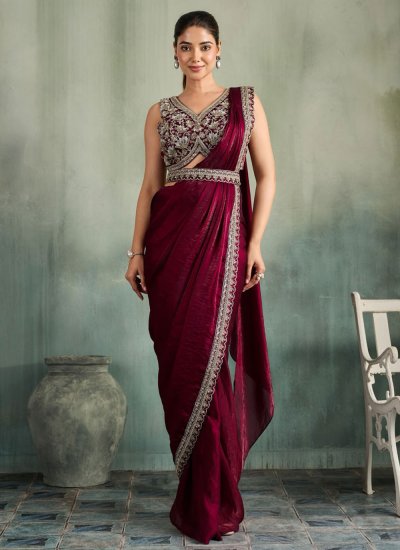 Delectable Beads Fandy Maroon Classic Saree