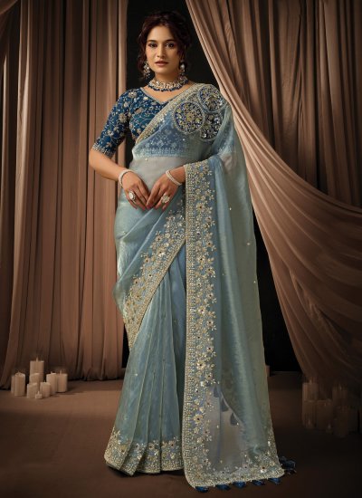 Delectable Sea Green Contemporary Saree