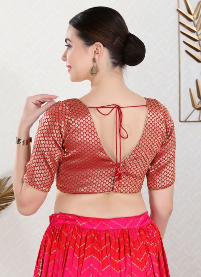 
                            Designer Blouse Weaving Brocade in Red Colour