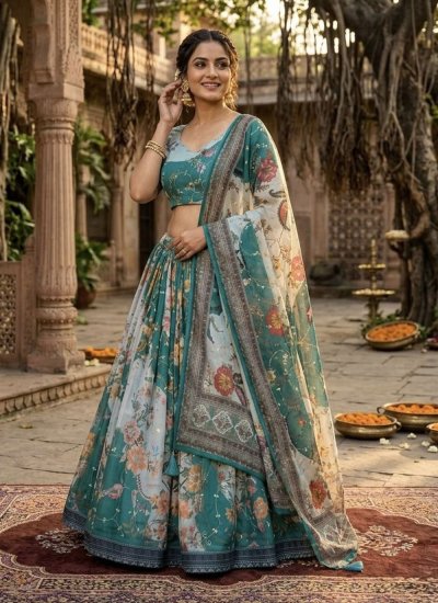 
                            Designer Lehenga Choli Digital Print Silk in Multi Colour