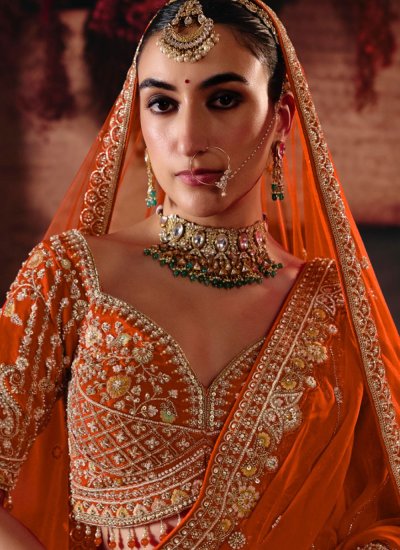 
                            Designer Lehenga Choli Embroidered Silk in Orange Colour