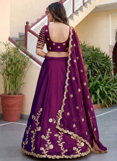 
                            Designer Lehenga Choli Sequins Silk in Wine Colour