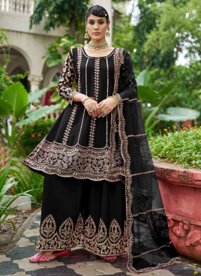 Desirable Mirror Black Salwar Kameez 