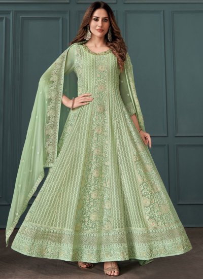 Dilettante Green Georgette Trendy Gown