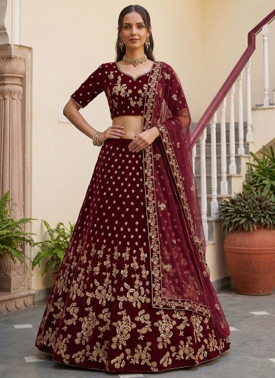 Dilettante Maroon Dori Work Lehenga Choli