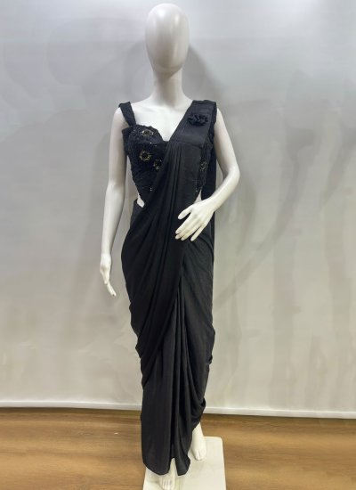 
                            Distinctive Beads Imported Black Contemporary Saree