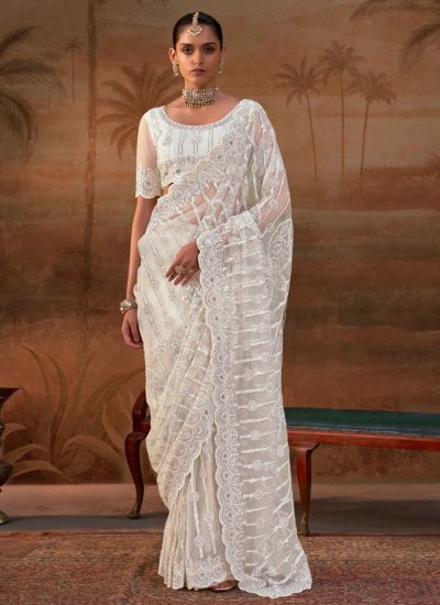 Distinctively Off White Contemporary Saree