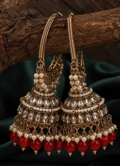 Ear Rings Stone Work in Red Colour