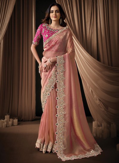 Elegant Organza Embroidered Saree