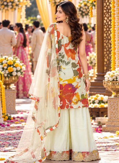 
                            Embroidered Chinon Readymade Salwar Kameez in Multi Colour