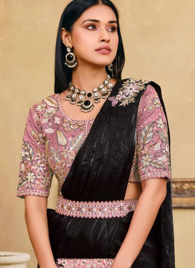 
                            Embroidered Silk Classic Saree in Black Colour