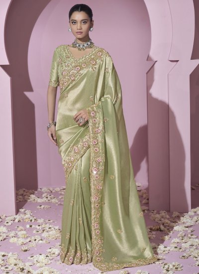 Energetic Beads Green Viscose Saree
