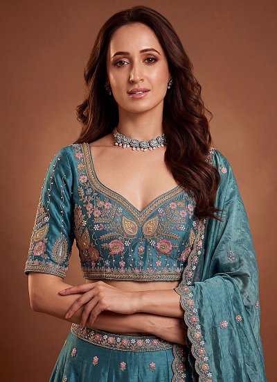 
                            Enthralling Viscose Beads Blue A Line Lehenga Choli
