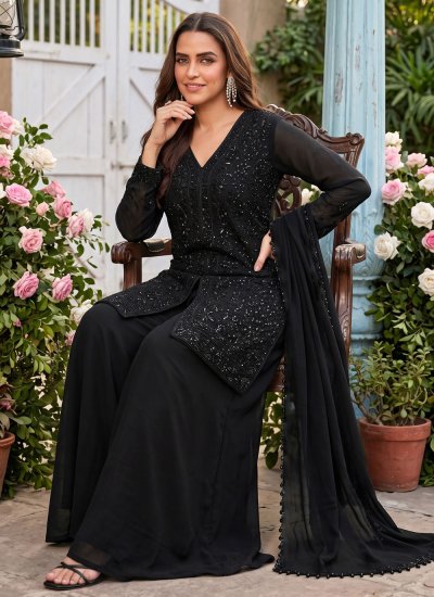 
                            Entrancing Chinon Palazzo Salwar Kameez