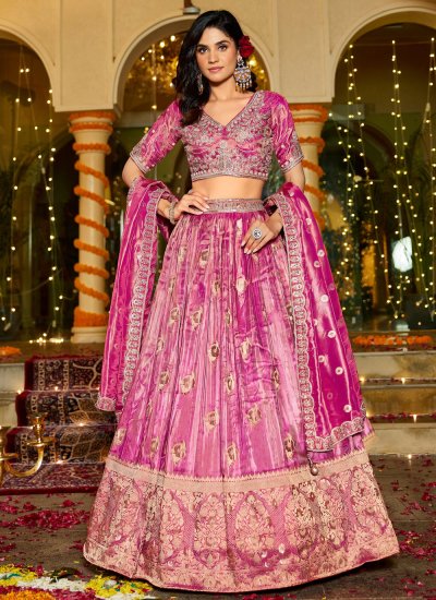Epitome Pink Tissue Lehenga Choli