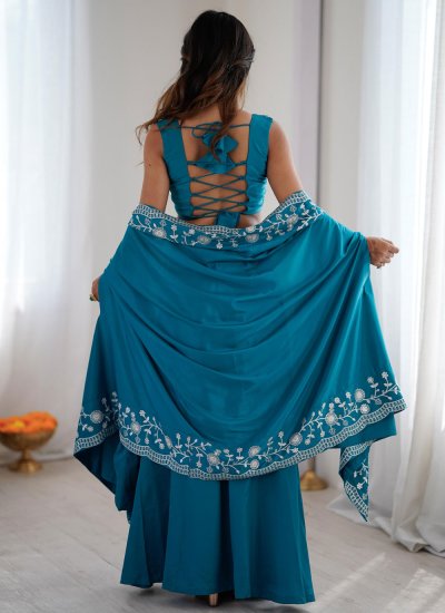 
                            Epitome Sequins Faux Crepe Aqua Blue Salwar Kameez