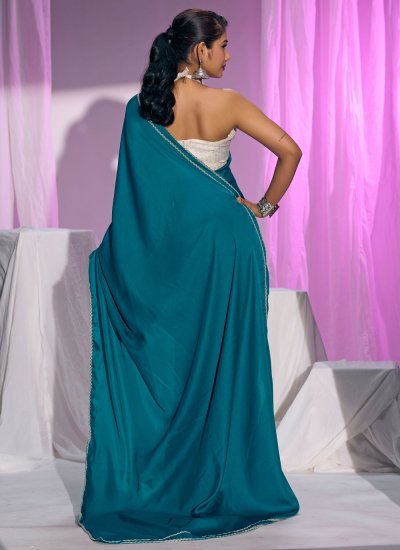 
                            Exceeding Lace Satin Silk Sea Green Contemporary Saree