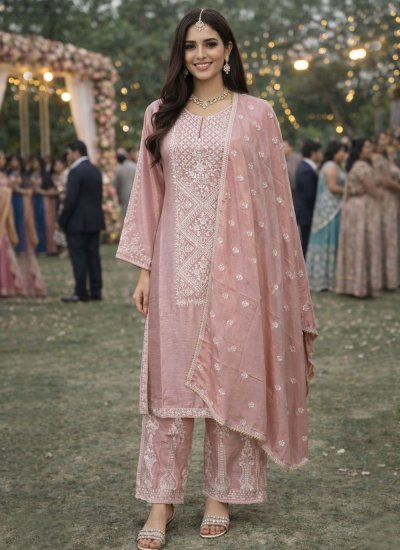 Exceeding Silk Pink Embroidered Palazzo Salwar Kameez