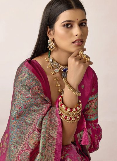 
                            Exceptional Silk Printed Pink Classic Saree