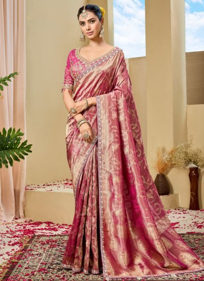 Exotic Beads Pink Trendy Saree