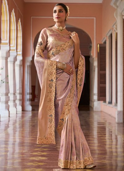 
                            Extraordinary Embroidered Lavender Contemporary Saree