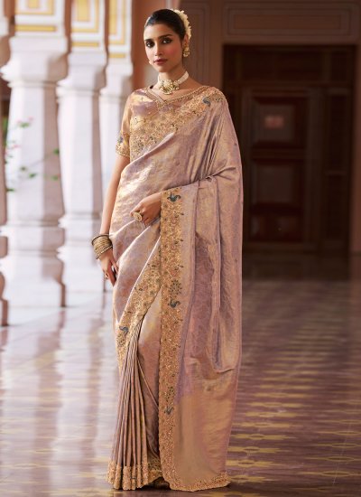 Extraordinary Embroidered Lavender Contemporary Saree