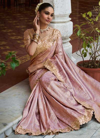 
                            Extraordinary Kanjivaram Silk Purple Sequins Saree