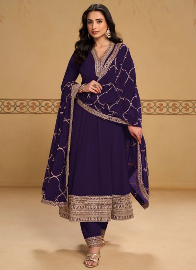 Extraordinary Sequins Georgette Anarkali Salwar Kameez