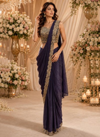 Exuberant Purple Engagement Classic Saree