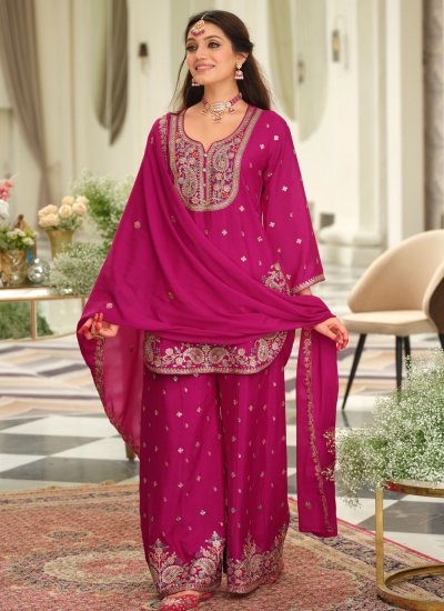 
                            Eye-Catchy Rani Chinon Palazzo Salwar Kameez