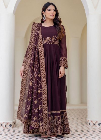 Fab Embroidered Georgette Readymade Gown
