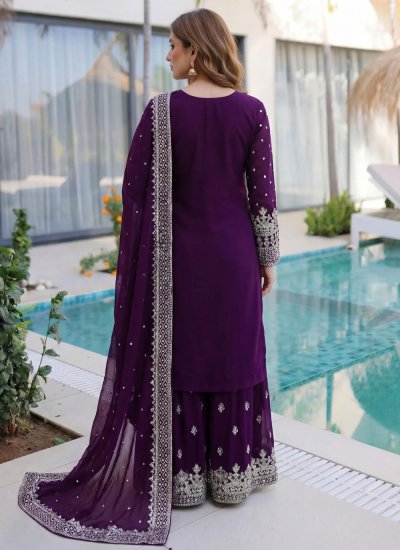 
                            Fab Purple Embroidered Readymade Salwar Kameez