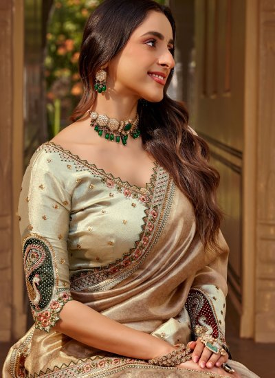 
                            Fancy Fabric Beige Patchwork Classic Saree