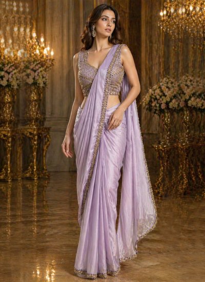 Fancy Fabric Lavender Trendy Saree
