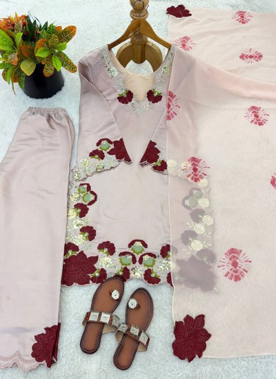 
                            Fancy Fabric Pink Embroidered Pakistani Salwar Kameez