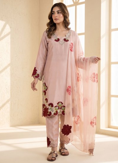 Fancy Fabric Pink Embroidered Pakistani Salwar Kameez