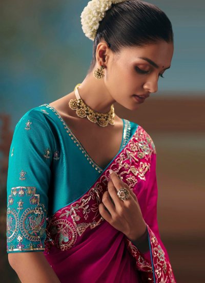 
                            Fancy Fabric Rani Contemporary Saree