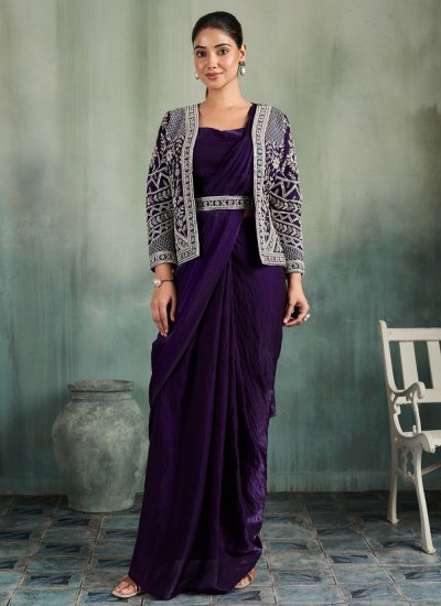 Fandy Classic Saree in Purple Colour