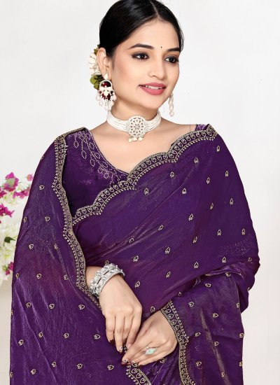 
                            Fandy Zircon Saree in Purple Colour