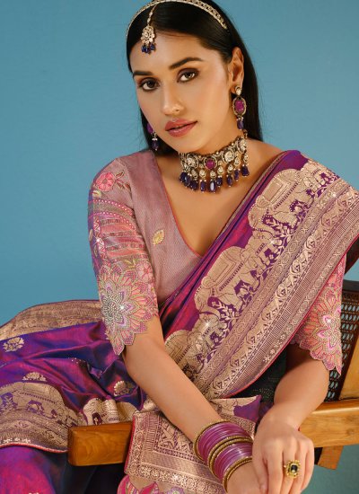 
                            Fantastic Silk Purple Trendy Saree