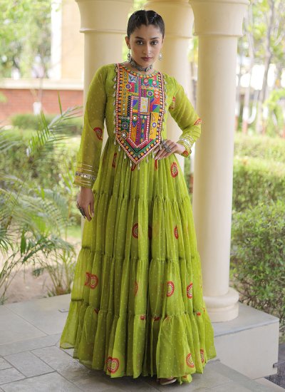 Faux Georgette Green Gown 
