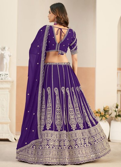
                            Faux Georgette Resham Designer Lehenga Choli in Purple