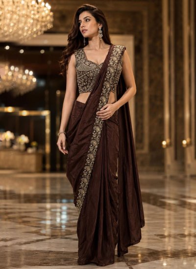 Fine Brown Party Saree
