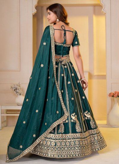 
                            Fine Embroidered Green Trendy Lehenga Choli
