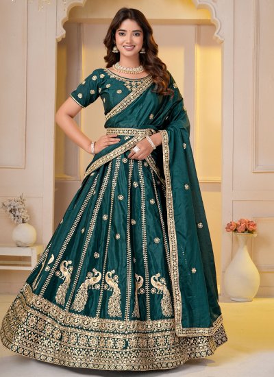 Fine Embroidered Green Trendy Lehenga Choli